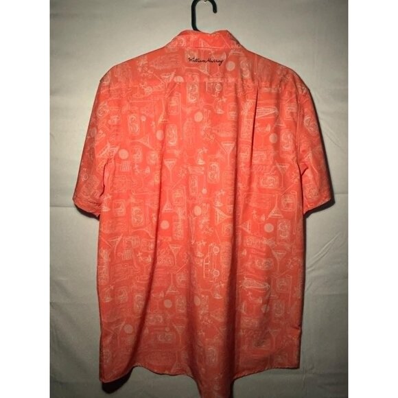 Coral Button-Down Shirt With Cocktail Print William Murray Size L hawaii - Picture 3 of 3